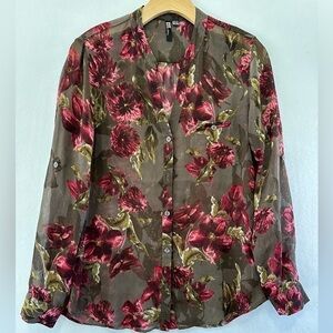 Kut from the Kloth Chiffon Sheer Lightweight Roll Tab Top Small